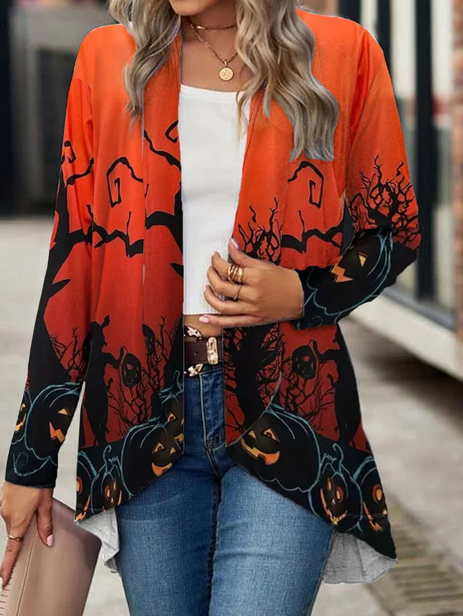 Women Spring/Fall Outerwear Vintage Halloween Long Sleeve V Neck Jacket