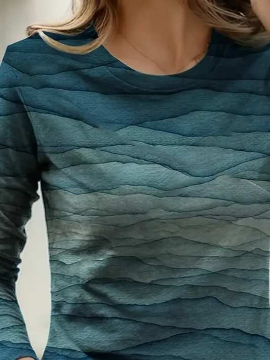 Casual Abstract Crew Neck Long Sleeve T-shirt