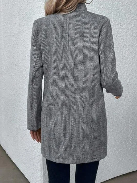 Women Winter Outerwear Vintage Striped Long Sleeve Jacket