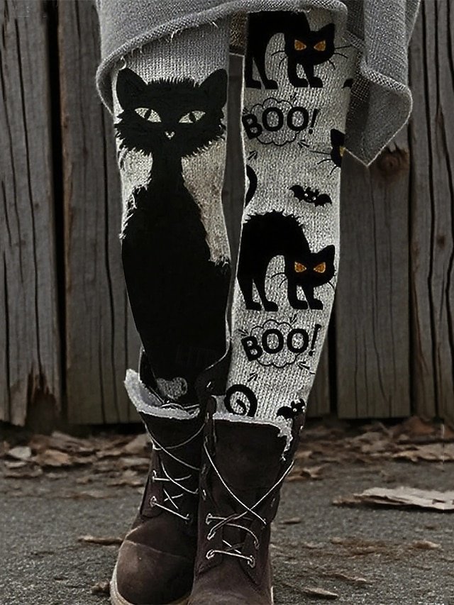 Women Cat Vintage All Season Long Leggings