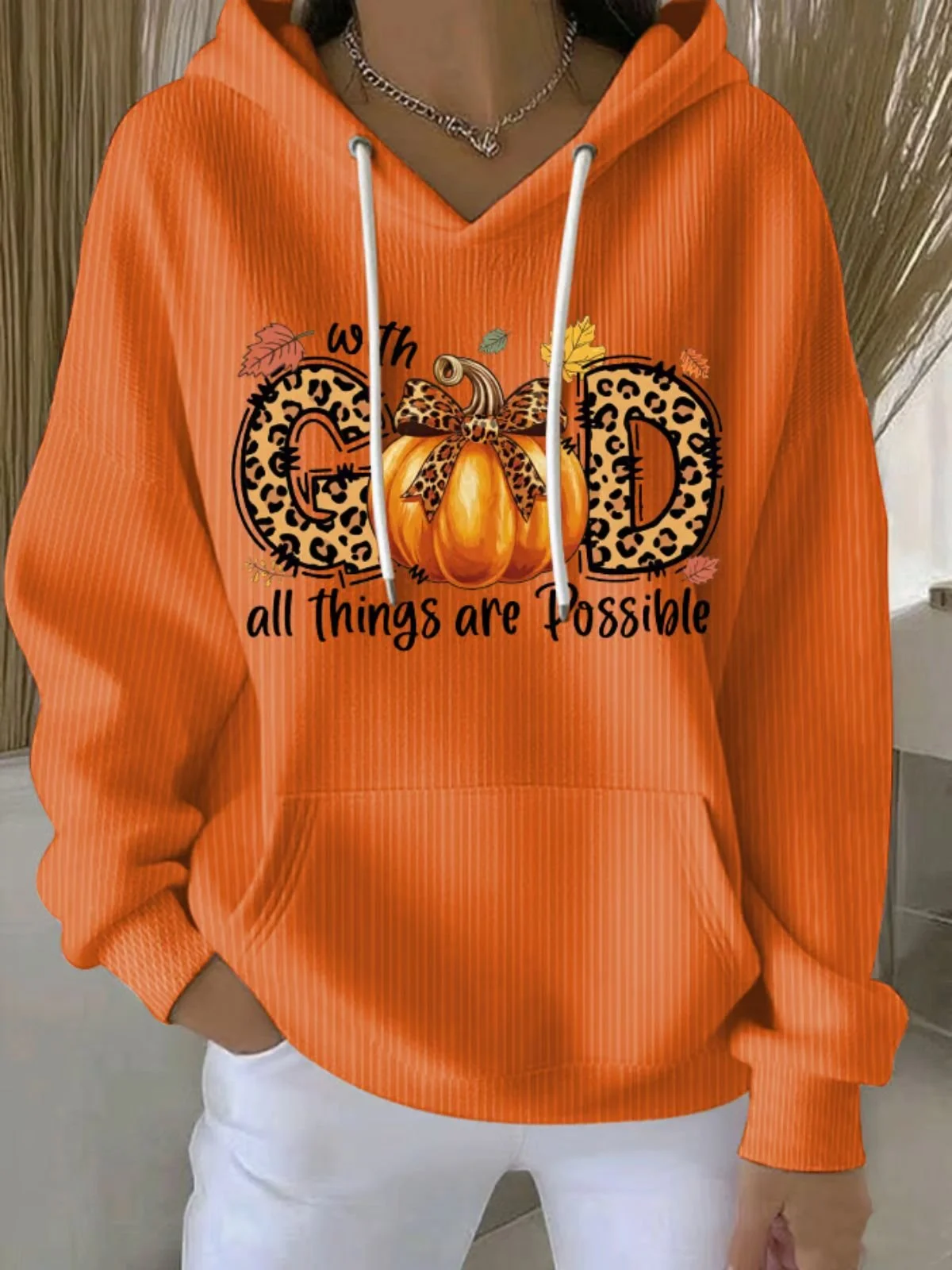 Vintage Hooded Pumpkin Pattern Hoodie