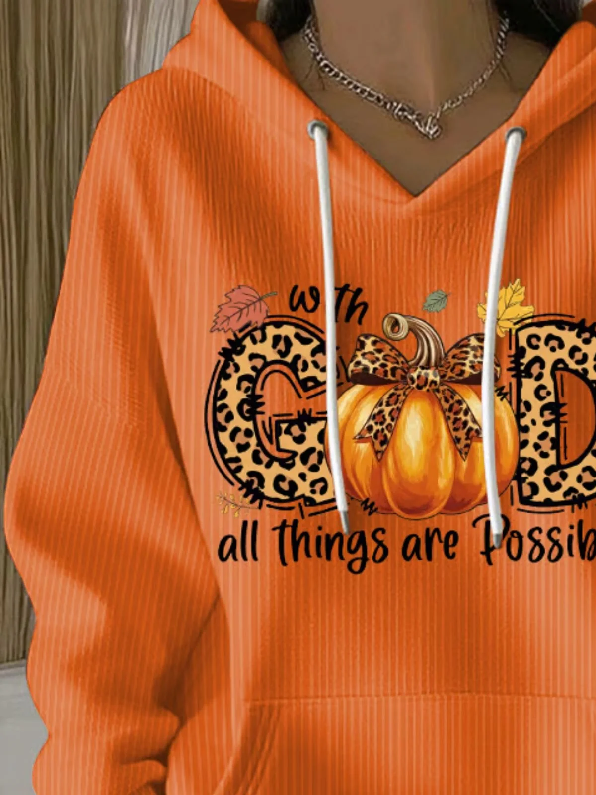 Vintage Hooded Pumpkin Pattern Hoodie