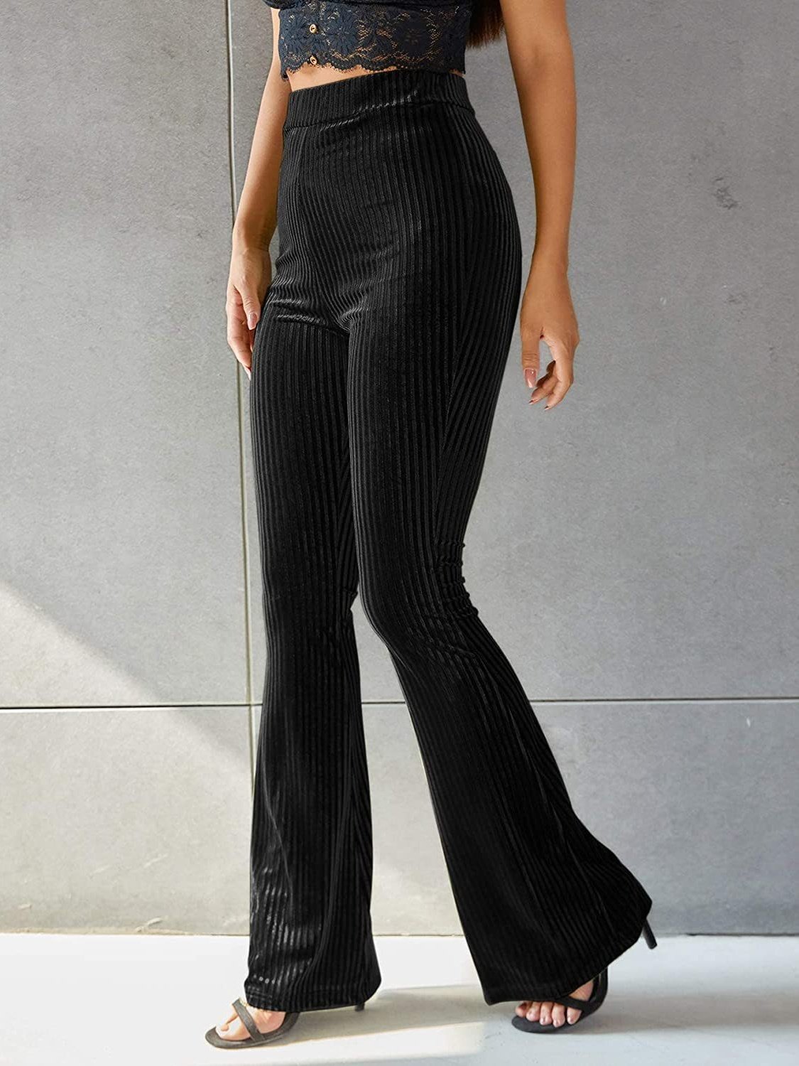 Women Plain Long Elastic Waist Pants Vintage Spring/Fall Trousers