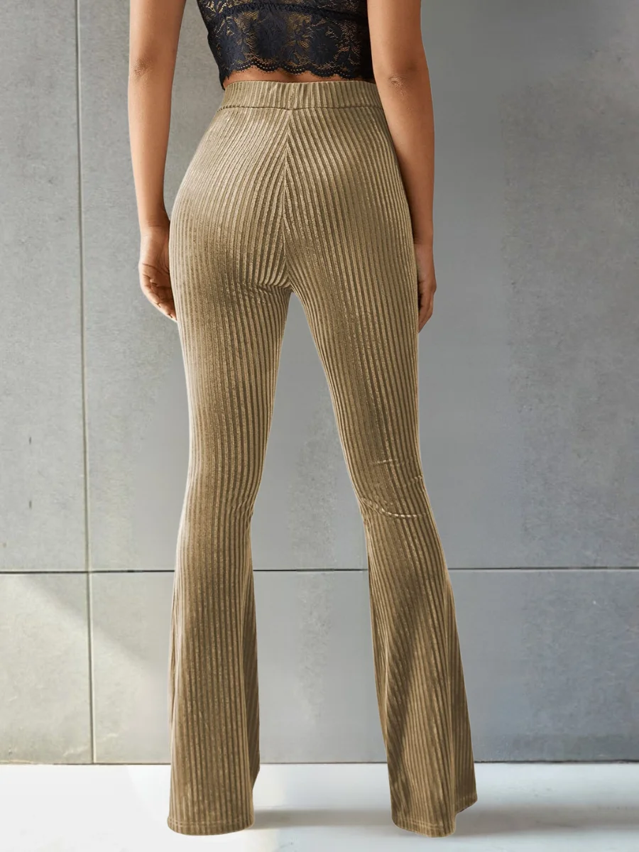 Women Plain Long Elastic Waist Pants Vintage Spring/Fall Trousers