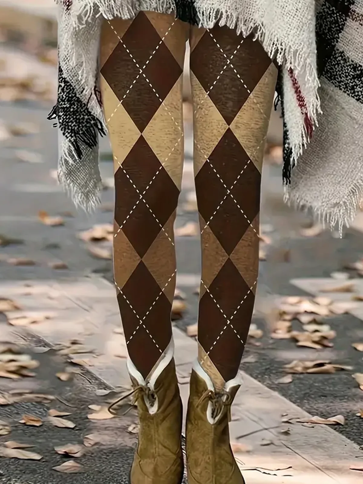 Women Plaid Vintage All Season Long Leggings