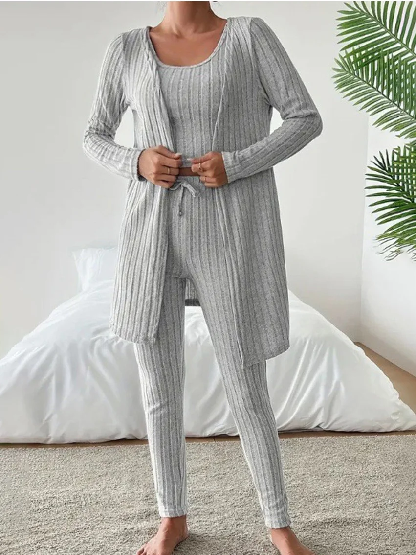 Women Plain Matching Outfit Daily Long Sleeve Casual Spring/Fall Multi-Piece Set Matching Set