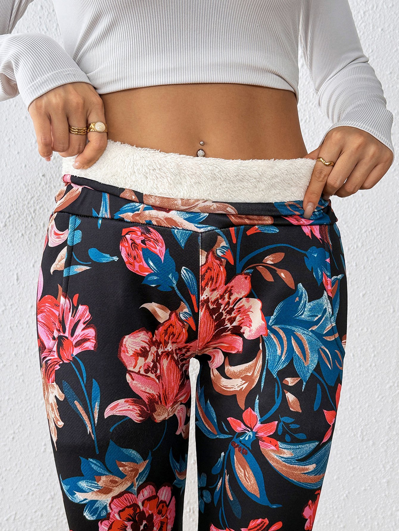 Women Floral Casual Winter Long Leggings