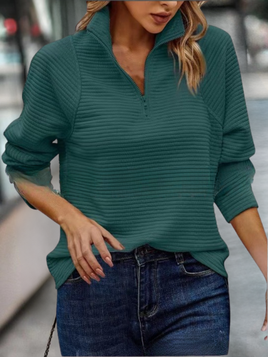 Vintage Mock Neck Plain Sweatshirt Split Joint