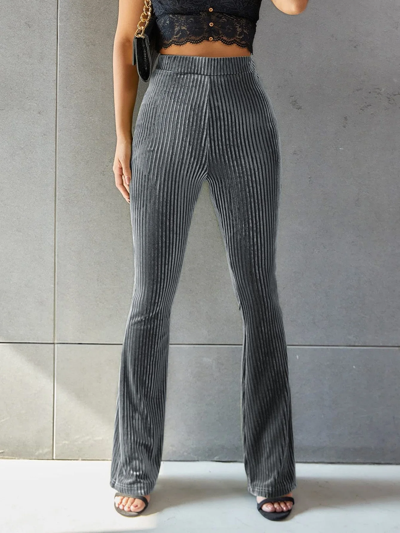 Women Plain Long Elastic Waist Pants Vintage Spring/Fall Trousers