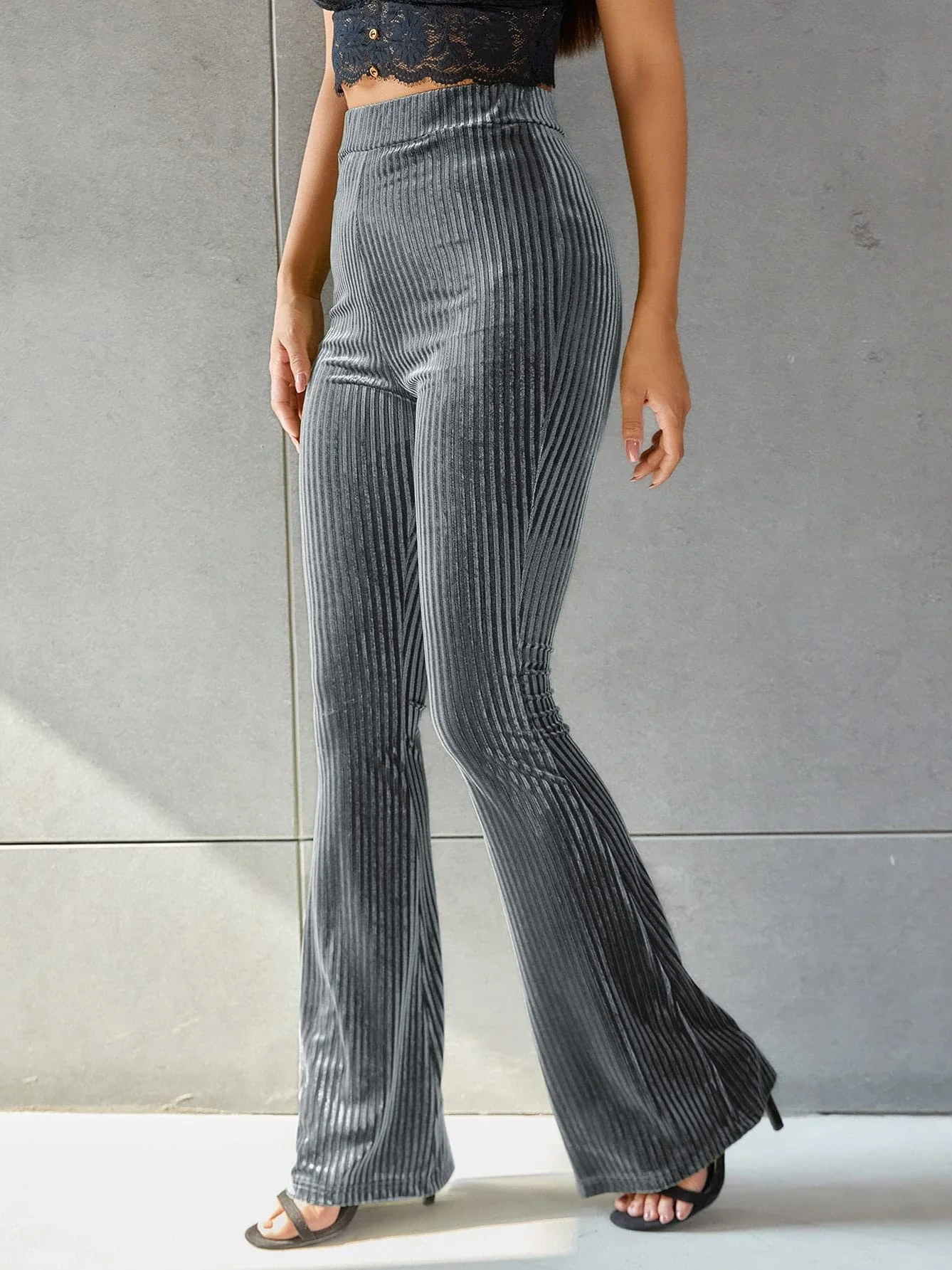 Women Plain Long Elastic Waist Pants Vintage Spring/Fall Trousers