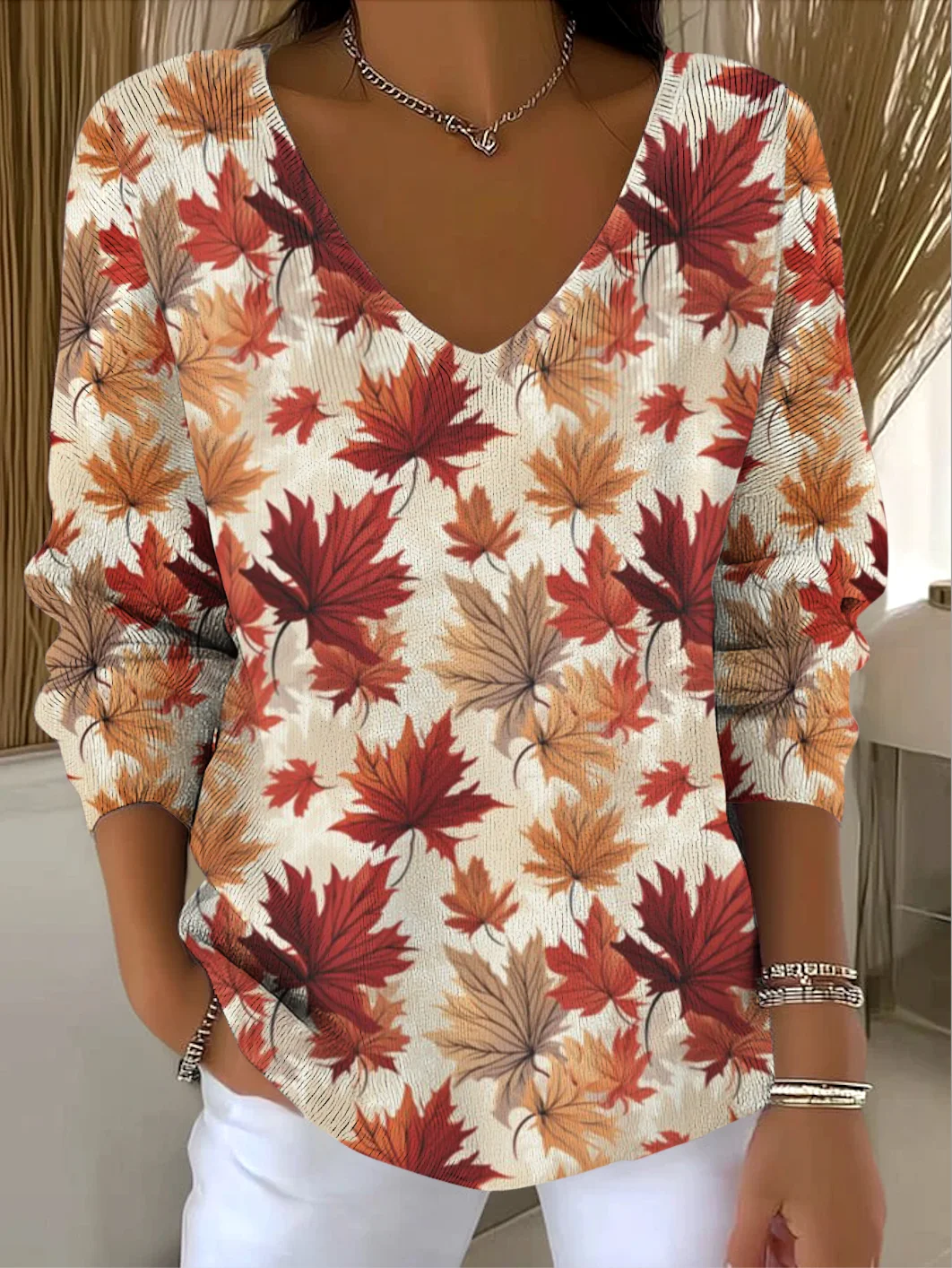 Women Cotton Floral Long Sleeve Comfy Casual Sweater