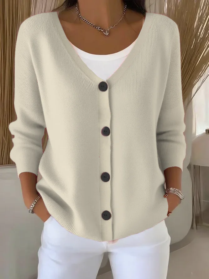 Women Plain Long Sleeve Comfy Casual Cardigan
