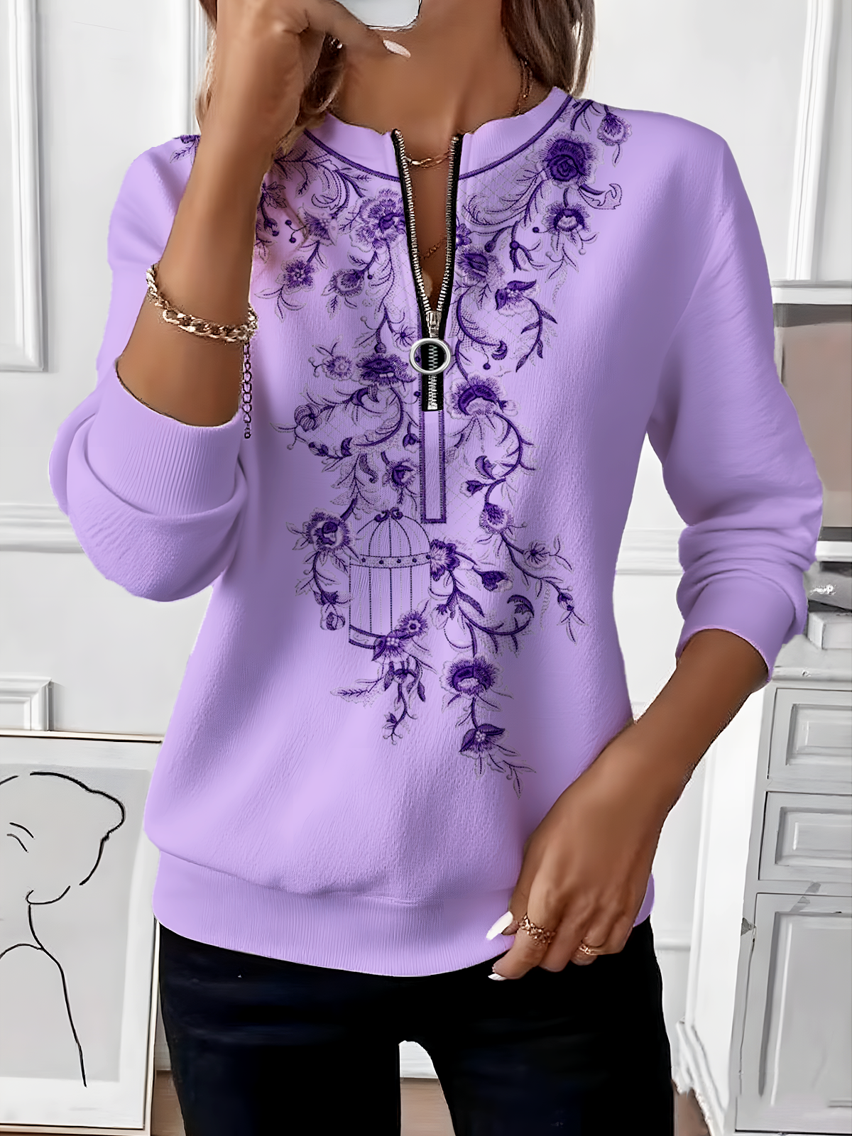 Vintage Crew Neck Ombre Sweatshirt