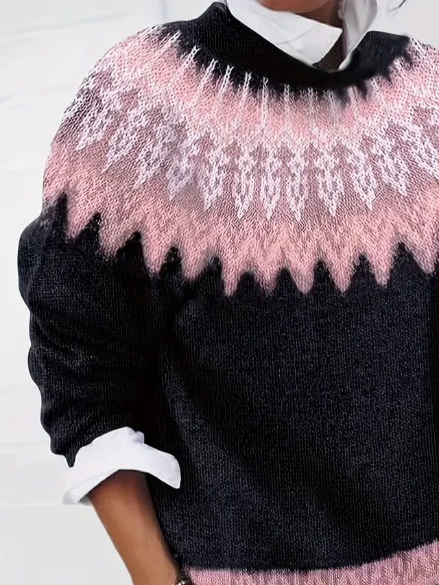 Women Abstract Long Sleeve Comfy Casual Printing Sweater