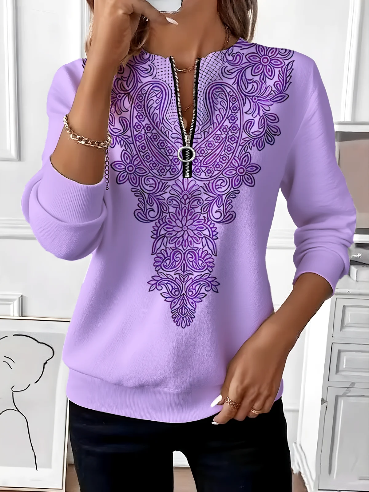 Vintage Crew Neck Ombre Sweatshirt