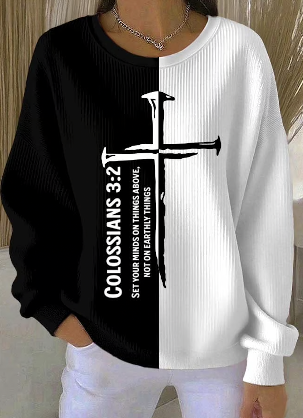 Casual Crew Neck Color Block Sweatshirt