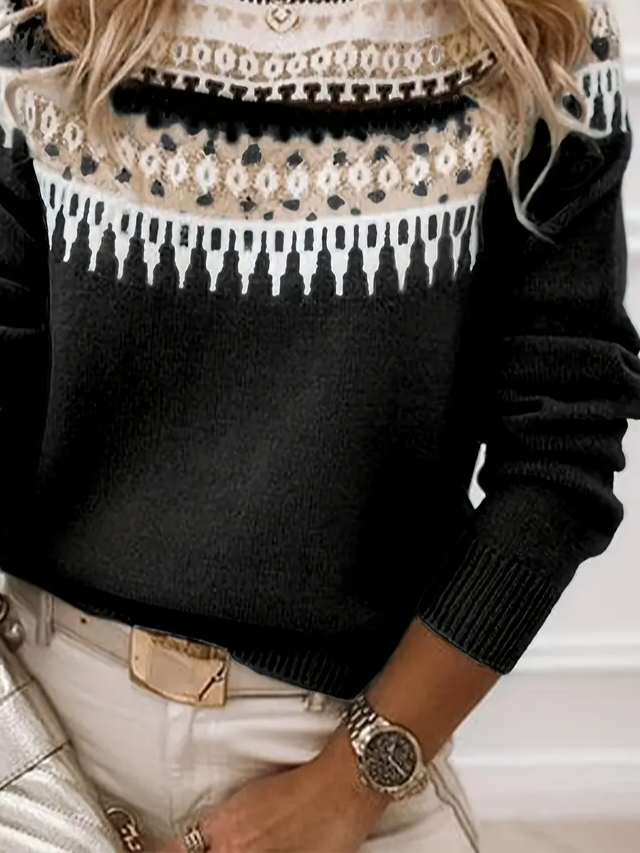 Women Abstract Long Sleeve Comfy Casual Printing Sweater