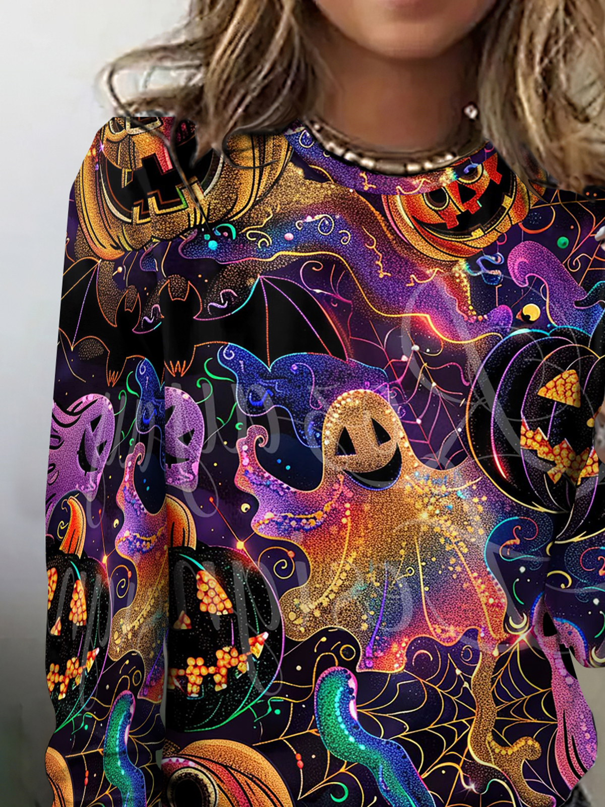 Vintage Halloween Crew Neck Long Sleeve T-shirt