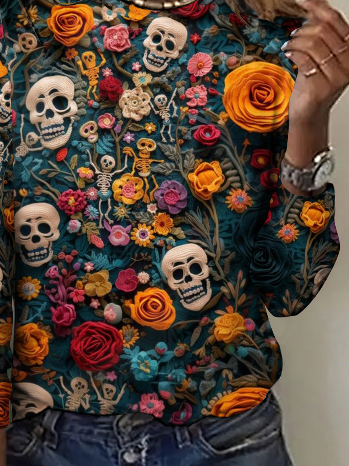 Vintage Halloween Crew Neck Long Sleeve T-shirt