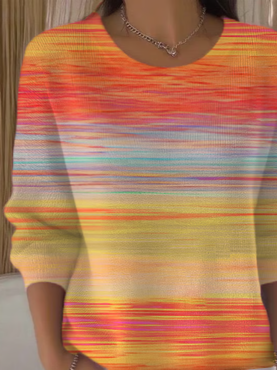 Women Abstract Long Sleeve Comfy Casual Printing Sweater