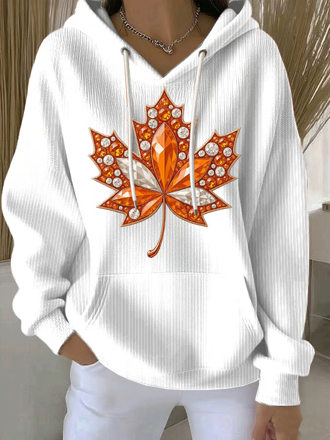 Casual Hoodie Maple Leaf Hoodie Printing