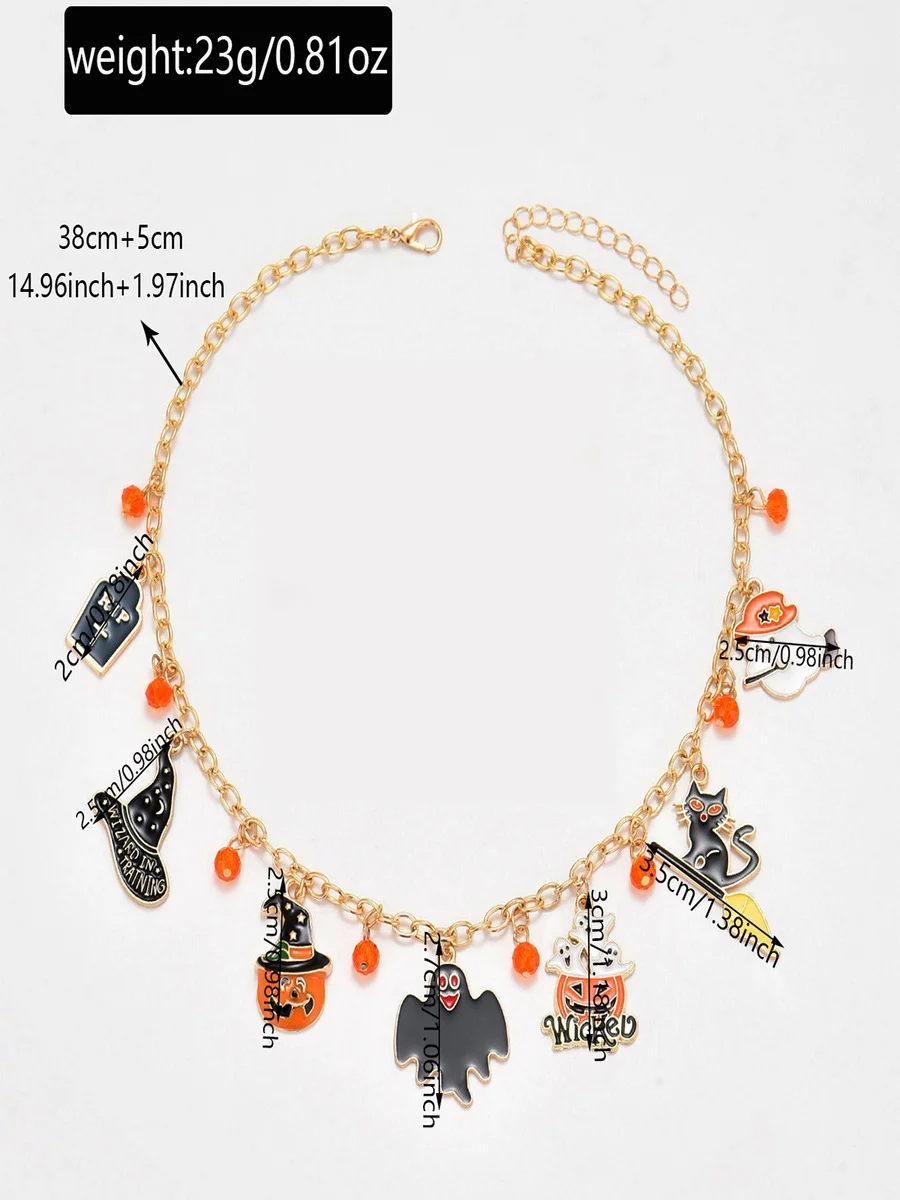 New Halloween Accessories Niche Cat Ghost Pumpkin High-end Jewelry Clavicle Chain Female Pendant Light Luxury Necklace