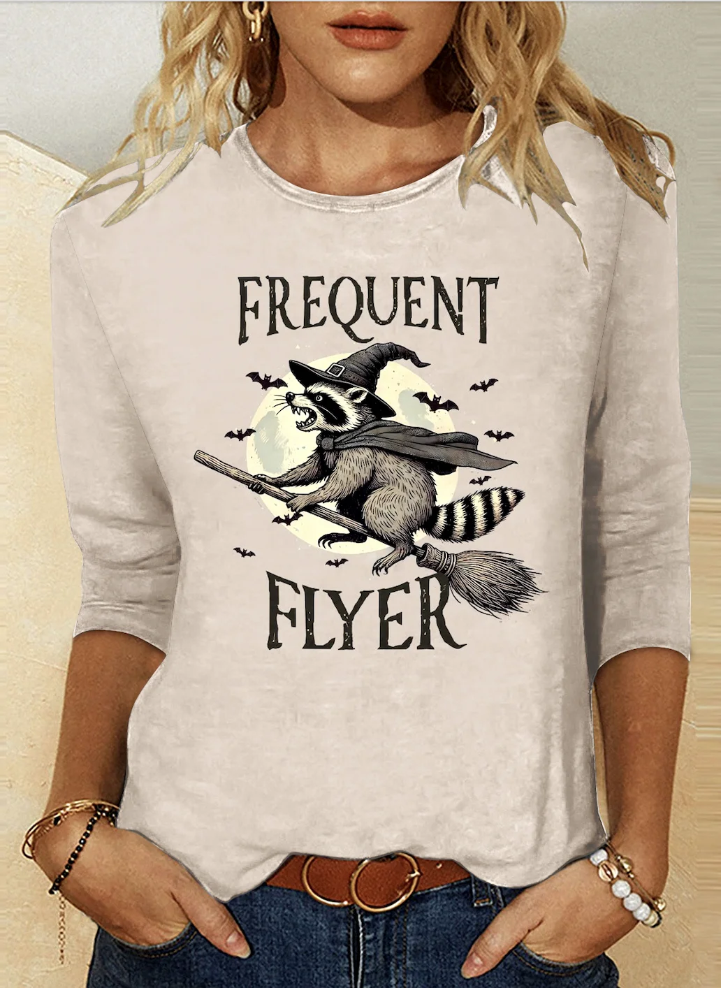 Vintage Animal Crew Neck Long Sleeve T-shirt