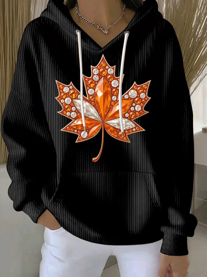 Casual Hoodie Maple Leaf Hoodie Printing