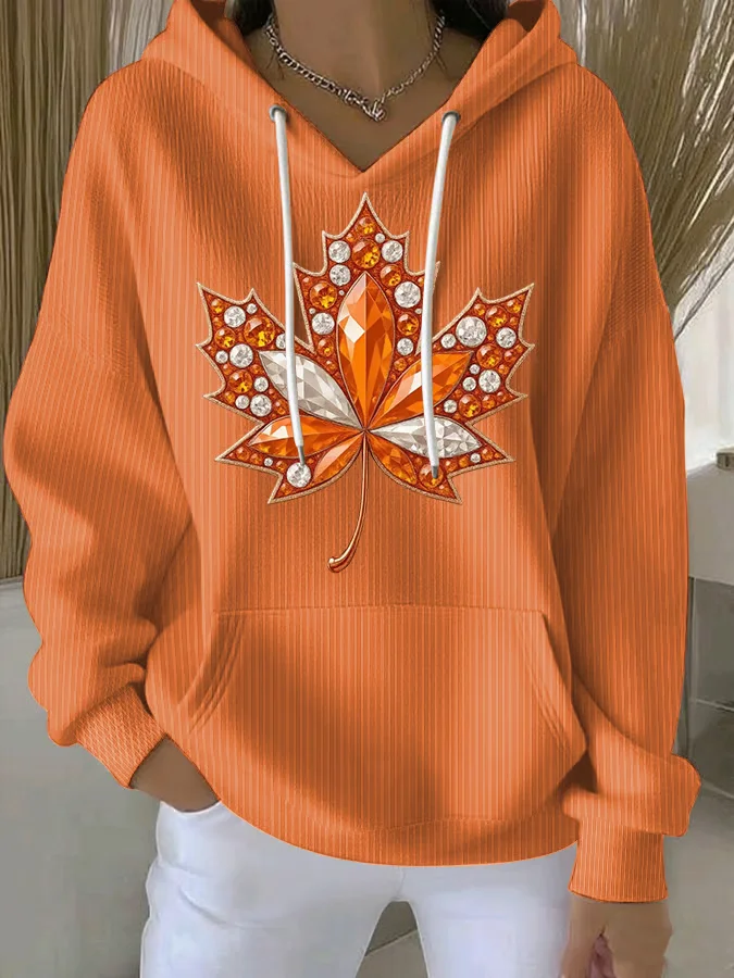 Casual Hoodie Maple Leaf Hoodie Printing