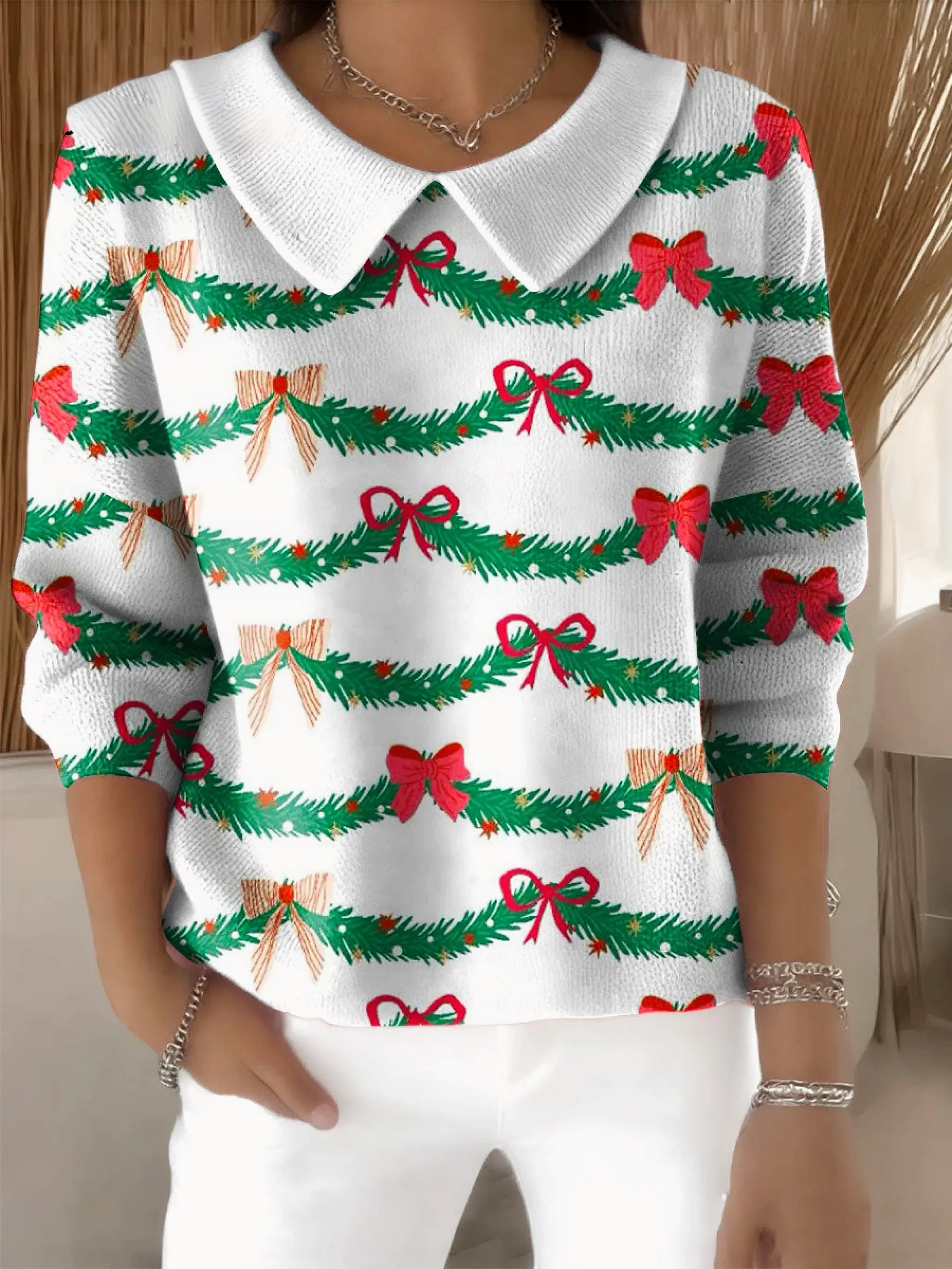 Women Imitation Cashmere Christmas Long Sleeve Comfy Vintage Sweater