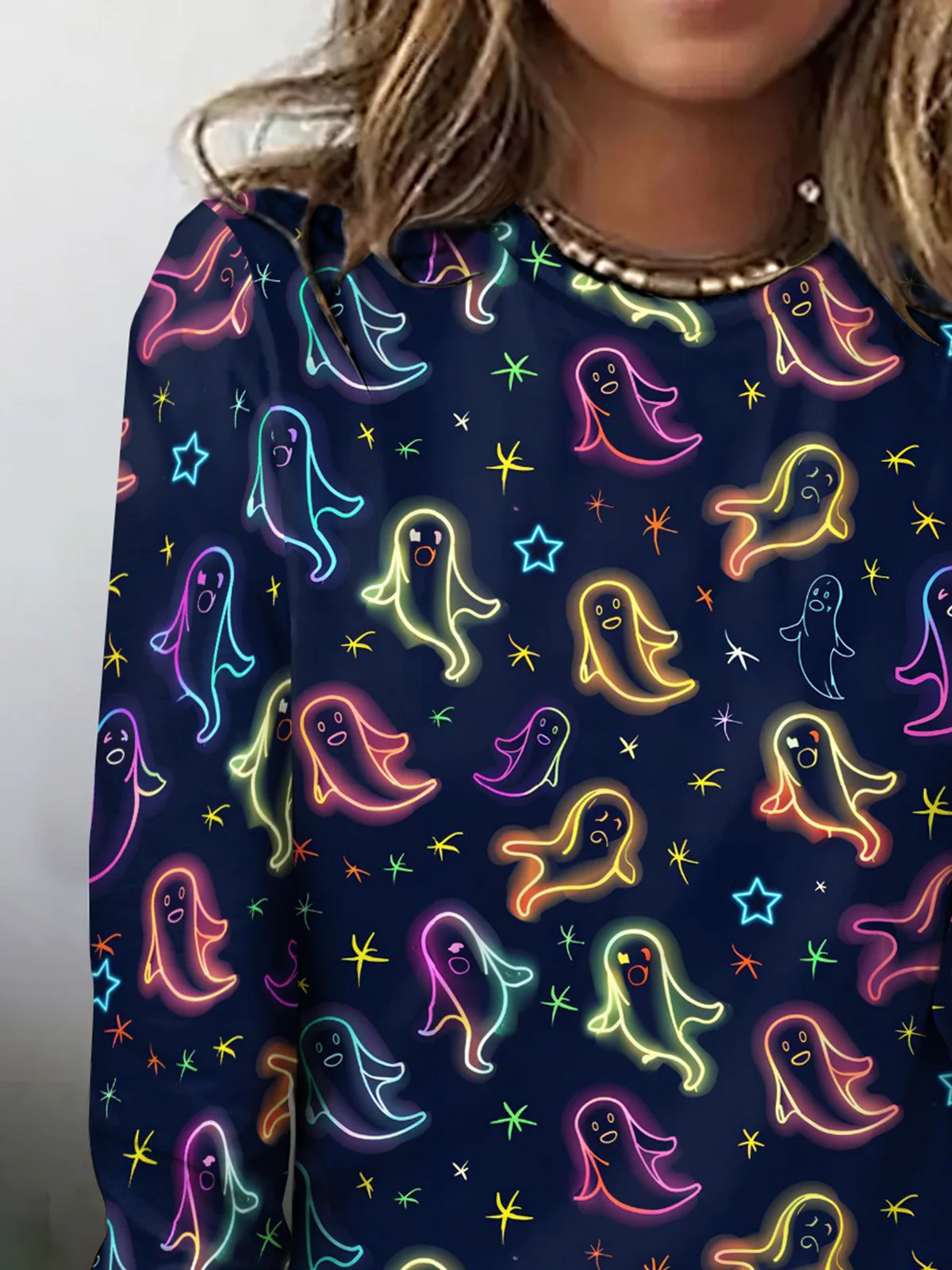 Vintage Halloween Crew Neck Long Sleeve T-shirt