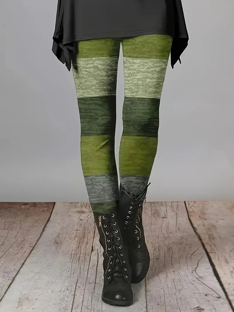 Women Striped Casual All Season Printing Long Leggings