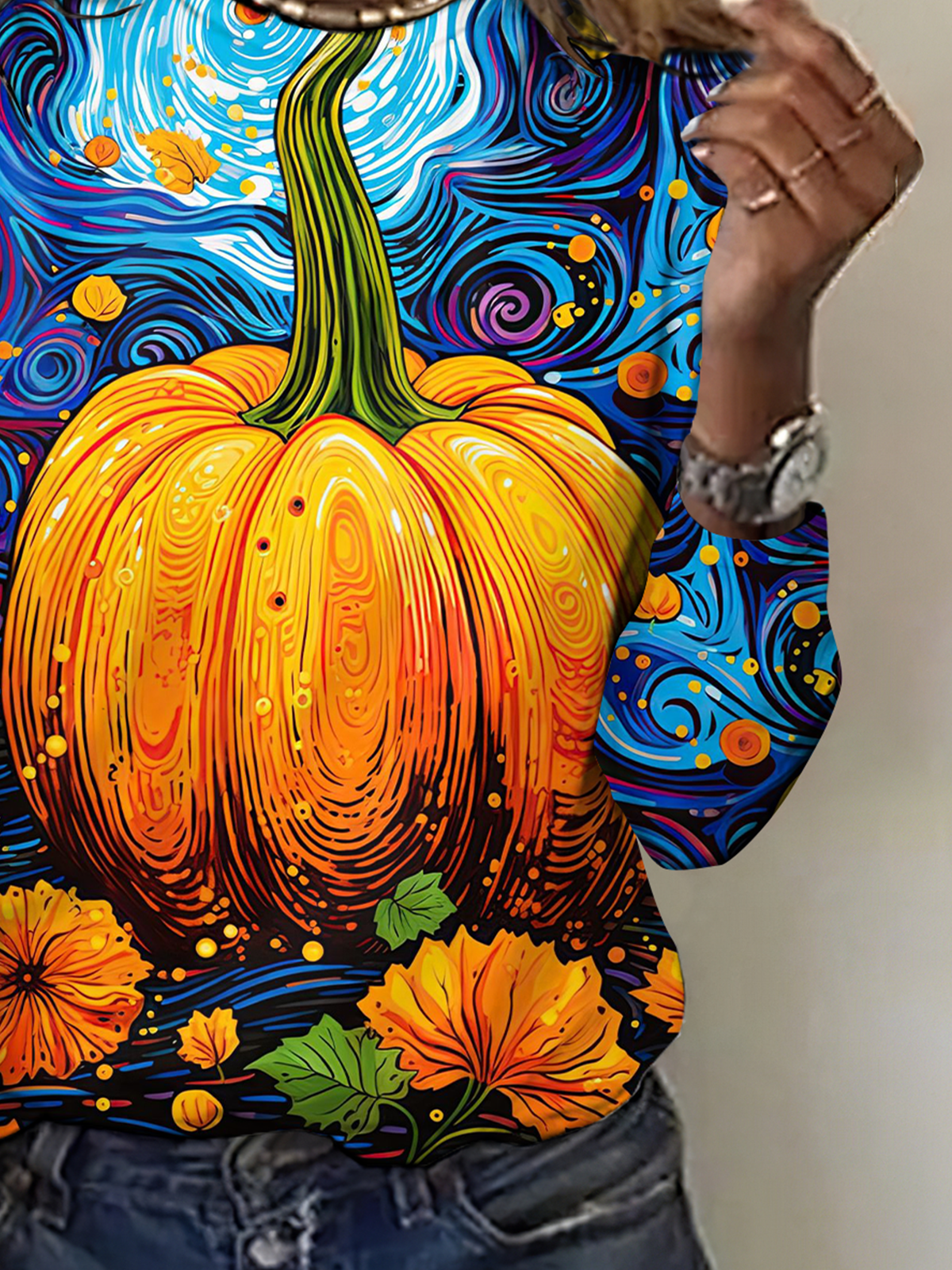 Vintage Halloween Crew Neck Long Sleeve T-shirt