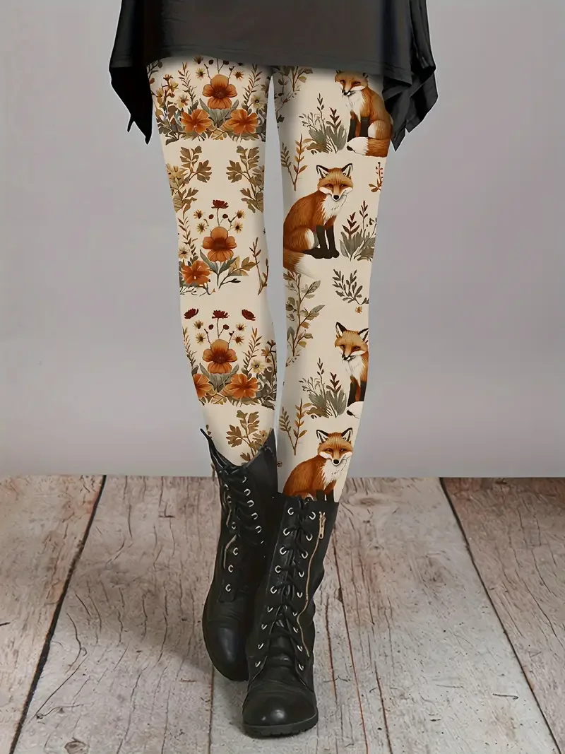 Women Floral Casual All Season Printing Long Leggings