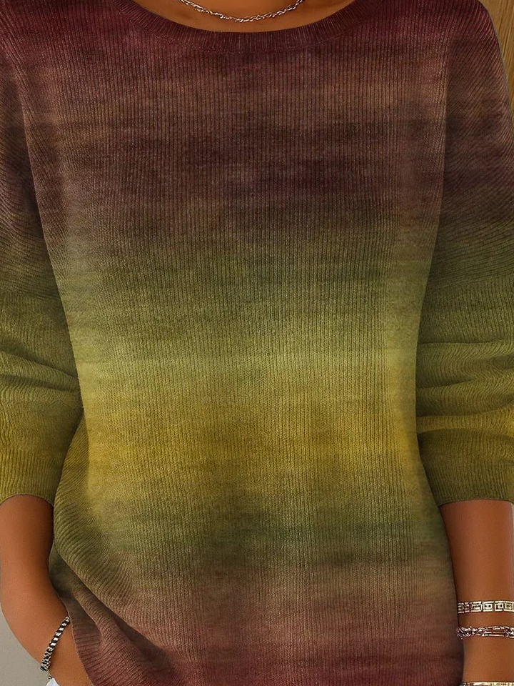 Women Imitation Cashmere Striped Long Sleeve Comfy Vintage Sweater