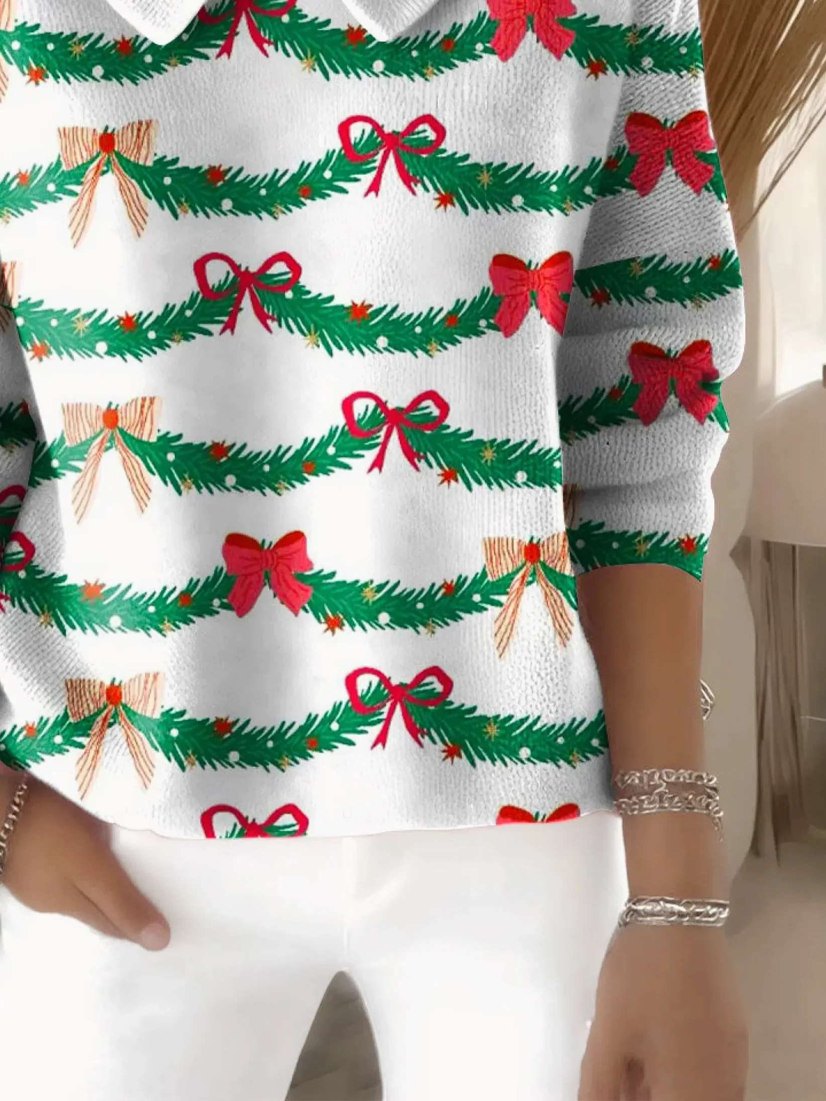 Women Imitation Cashmere Christmas Long Sleeve Comfy Vintage Sweater