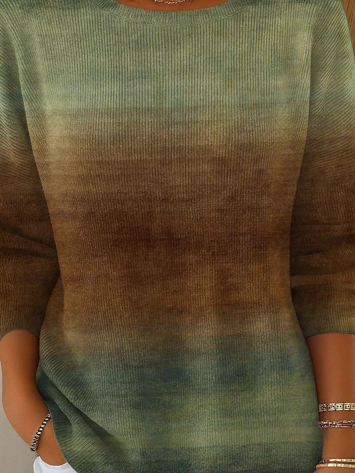 Women Imitation Cashmere Striped Long Sleeve Comfy Vintage Sweater