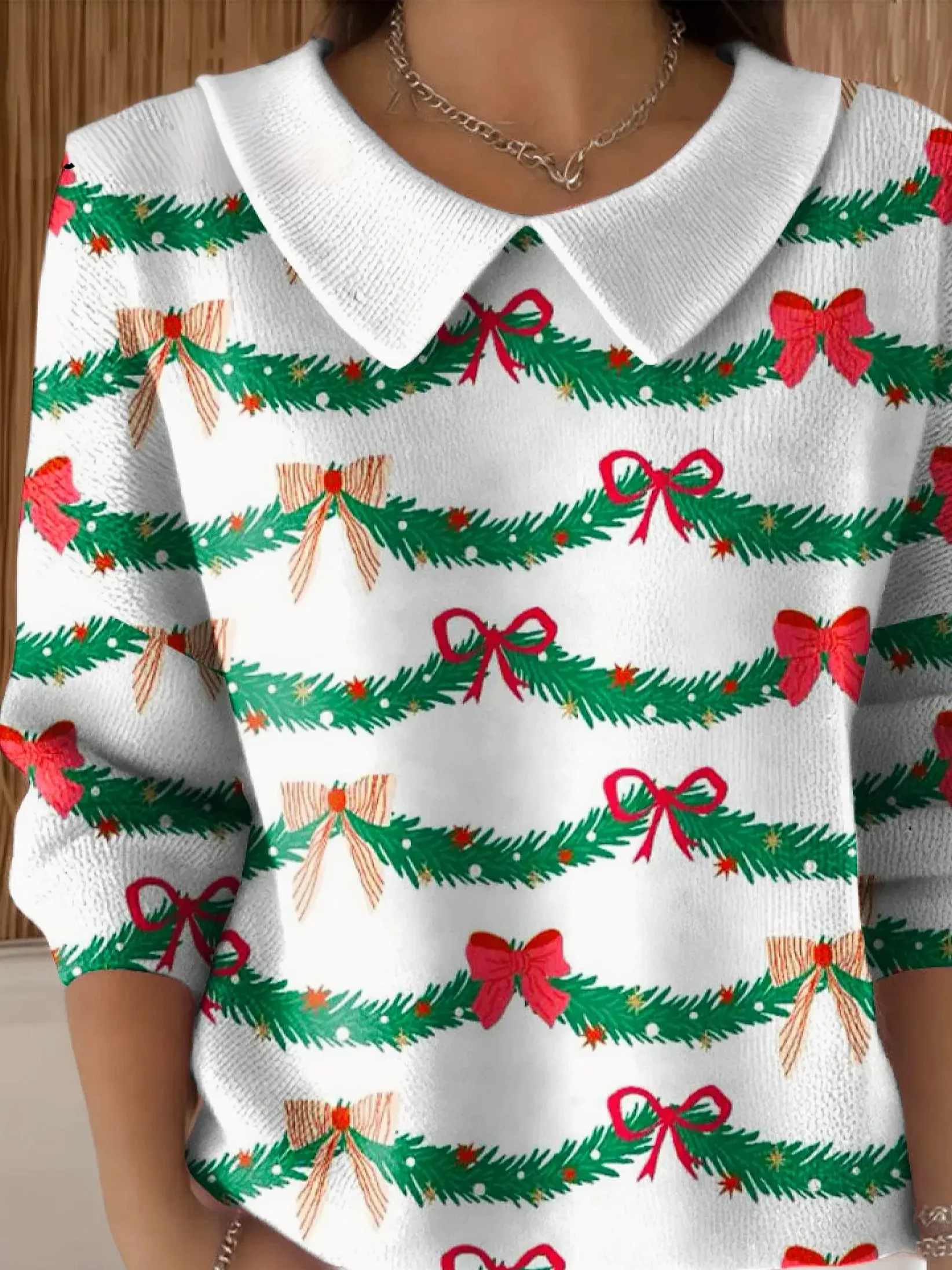 Women Imitation Cashmere Christmas Long Sleeve Comfy Vintage Sweater