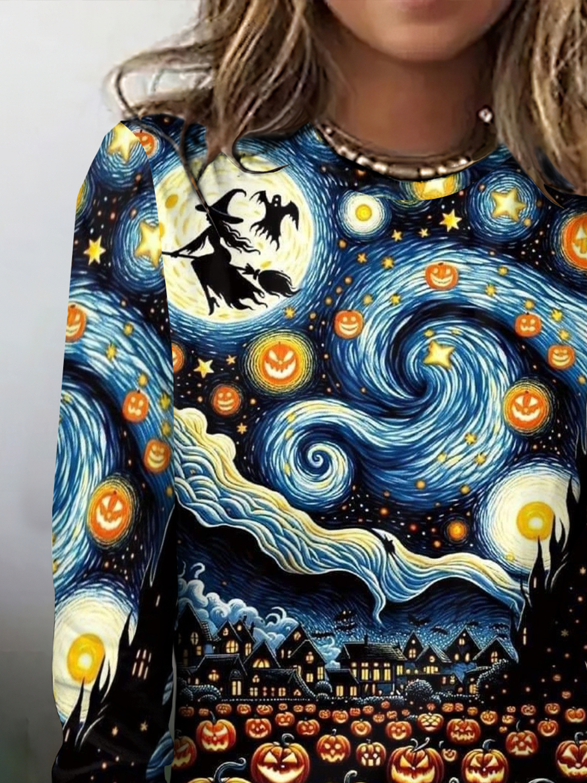 Vintage Halloween Crew Neck Long Sleeve T-shirt