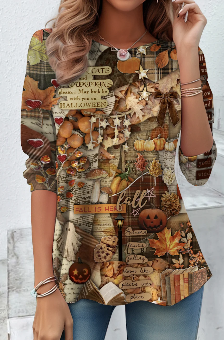 Casual Floral Crew Neck Long Sleeve T-shirt