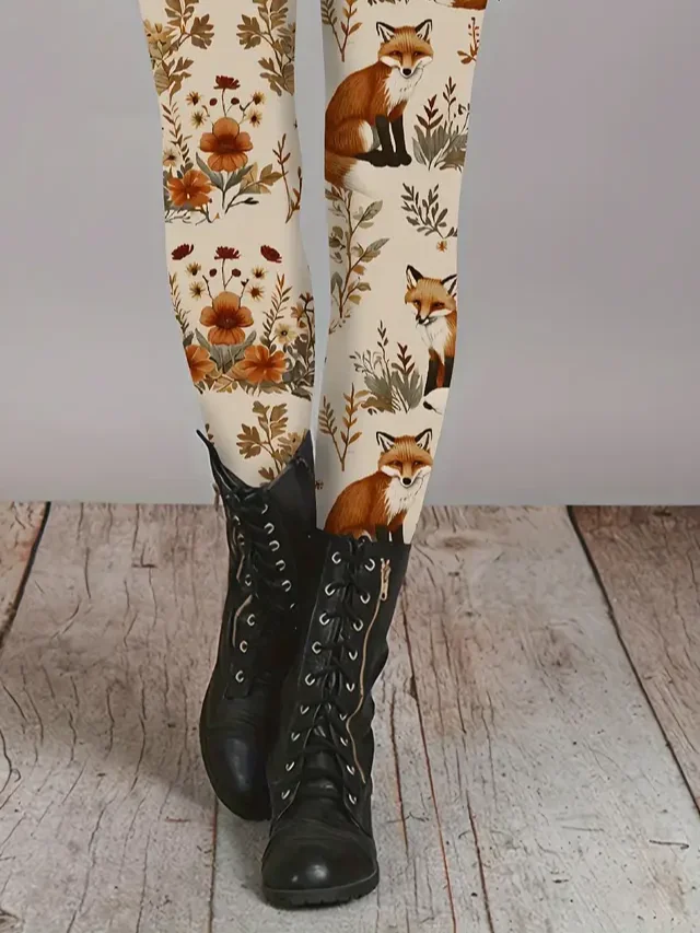 Women Floral Casual All Season Printing Long Leggings