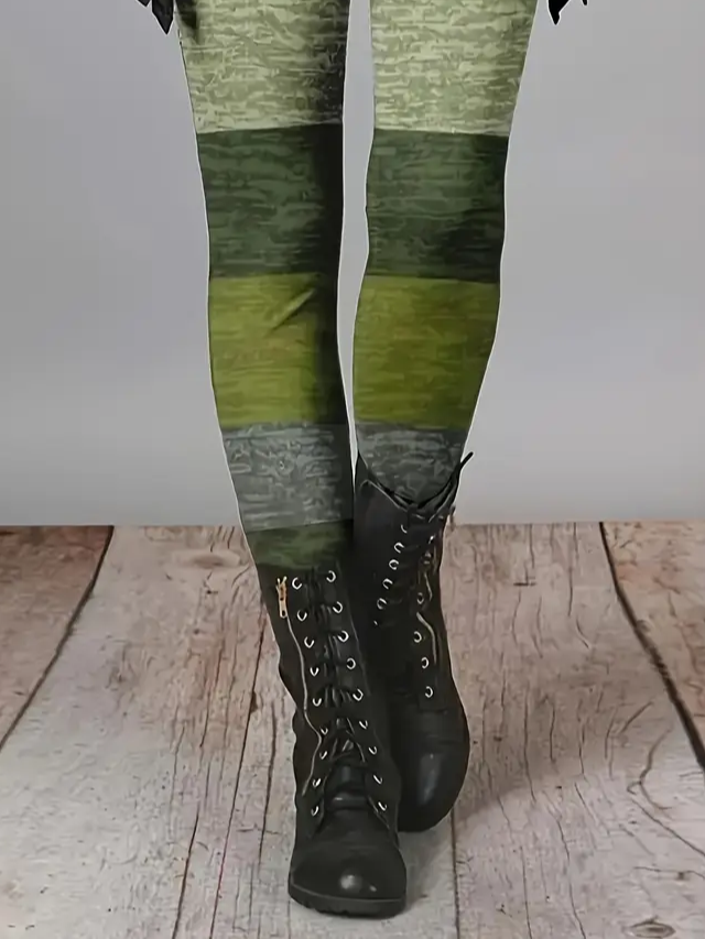 Women Striped Casual All Season Printing Long Leggings