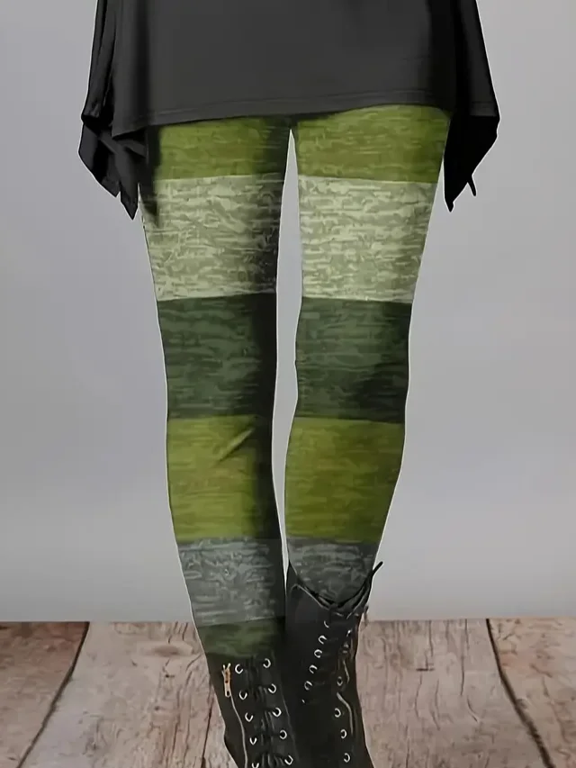 Women Striped Casual All Season Printing Long Leggings