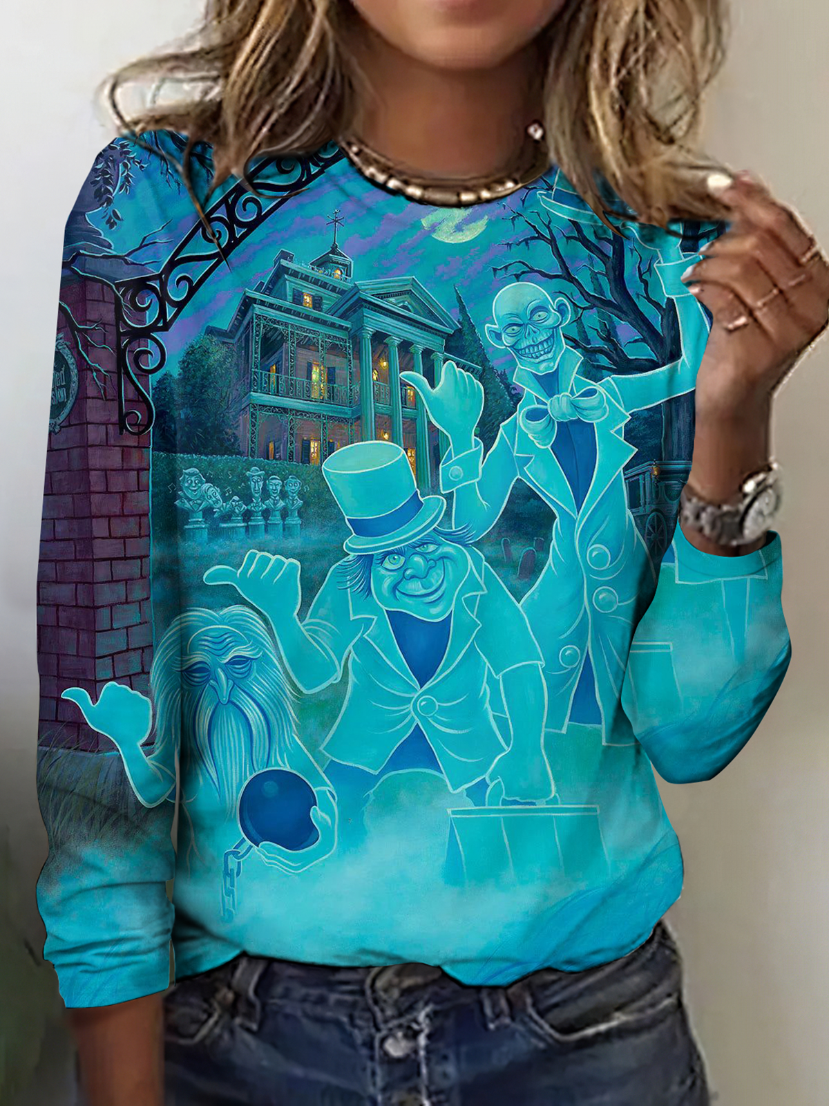 Vintage Halloween Crew Neck Long Sleeve T-shirt