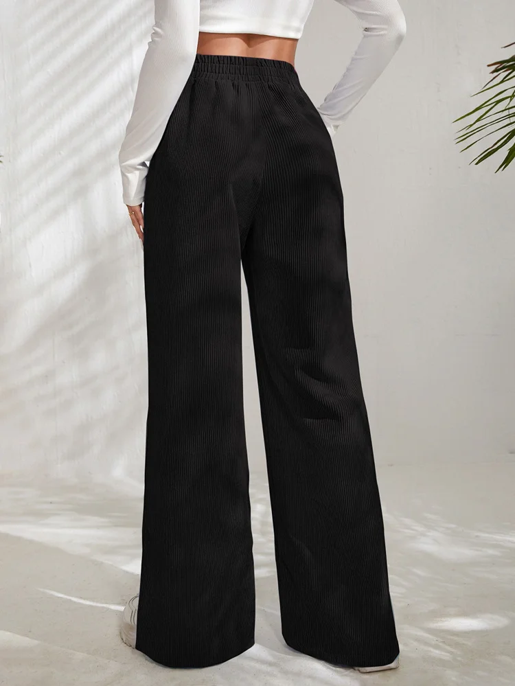 Women Plain Long Elastic Waist Pants Casual Spring/Fall Trousers