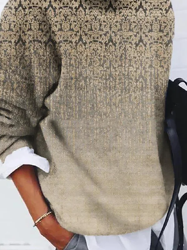 Women Ethnic Long Sleeve Comfy Casual Printing Sweater