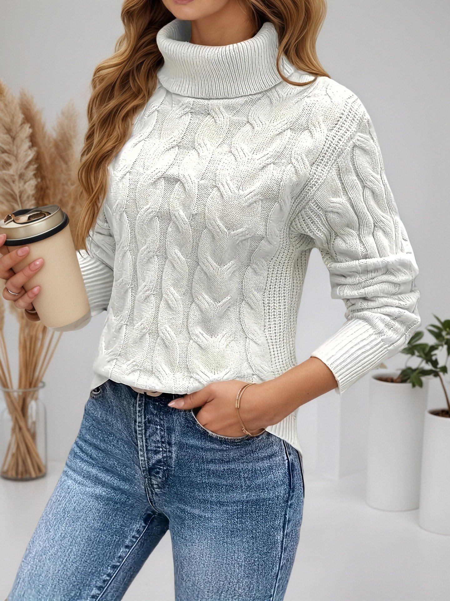 Women Plain Long Sleeve Comfy Casual Sweater