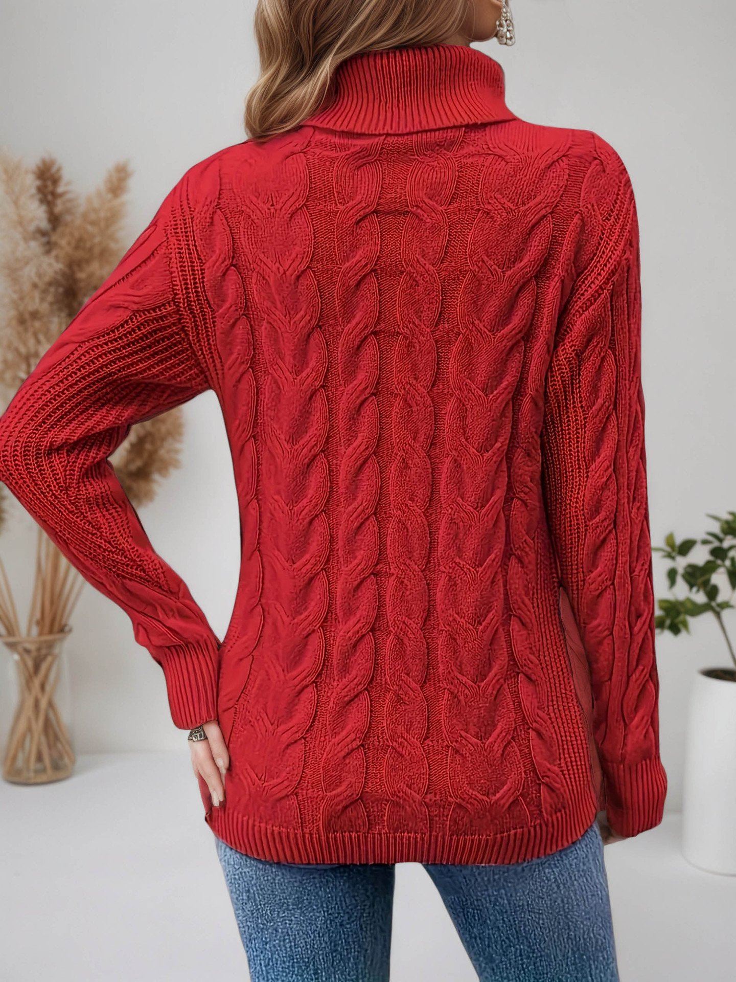 Women Plain Long Sleeve Comfy Casual Sweater