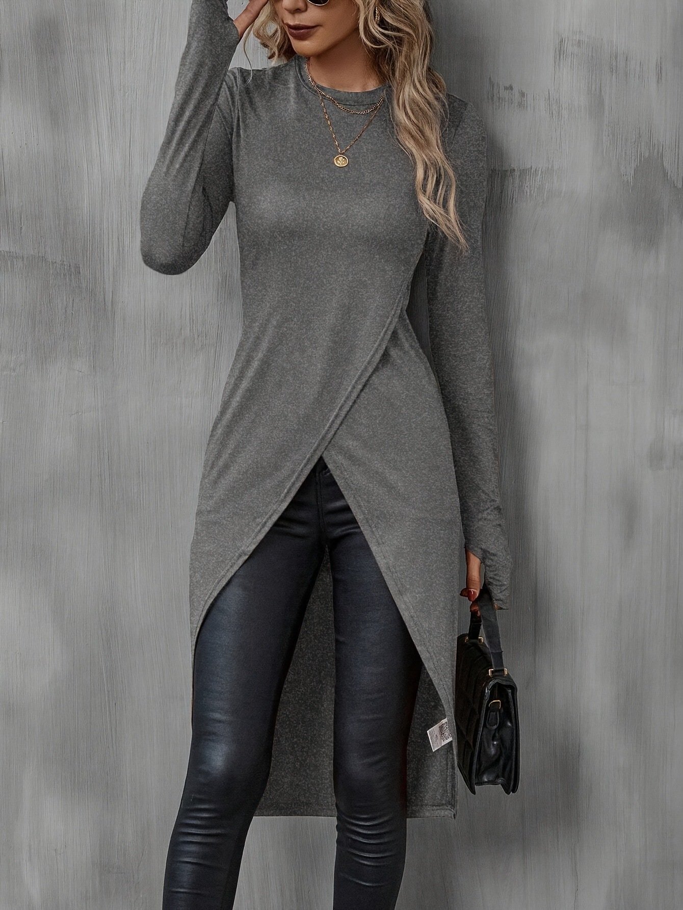 Vintage Plain Crew Neck Long Sleeve T-shirt