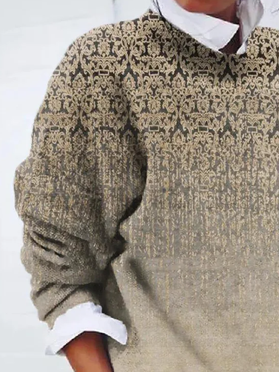 Women Ethnic Long Sleeve Comfy Casual Printing Sweater